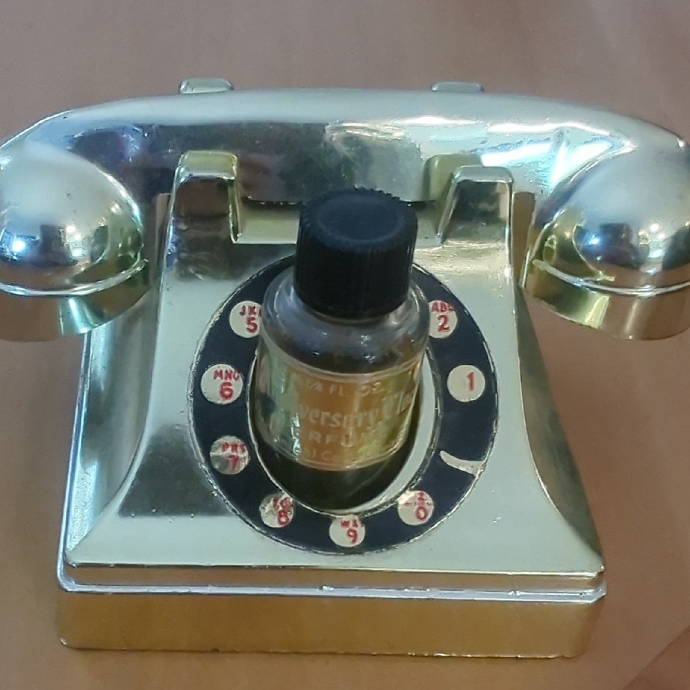Benjamin Ansehl Co Vintage Gold Rotary Phone Dexorative Perfume Bottle